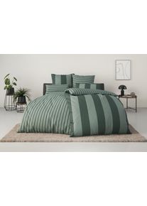 Bettw&auml;sche OTTO HOME "Sari", gr&uuml;n, B/L: 135cm x 200cm, 1 Stk., 1 Stk., Flanell, B/L: 80cm x 40cm, 2 Stk., Flanell, Obermaterial: 100% Baumwolle, Bettw&auml;sche, Bettw&auml;sche, in verschiedenen Qualit&auml;ten, moderne Bettw&auml;sche mit Streifen