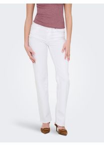 Straight-Jeans Only "ONLBLUSH MID STRAIGHT DNM DOT NOOS", Damen, Gr. XS (34), L&auml;nge 34, wei&szlig;, Denim/Jeans, Obermaterial: 92% Baumwolle, 6% Elastomultiester, 2% Elasthan, unifarben, regular fit lang, Jeans Straight-Jeans, 5-Pocket Style