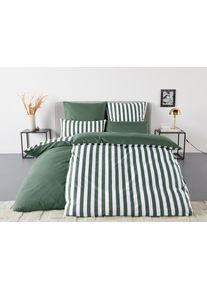Wendebettw&auml;sche OTTO HOME "Greta", gr&uuml;n, B/L: 200cm x 200cm, 1 Stk., 2 Stk., Biber, B/L: 80cm x 80cm & 80cm x 80cm, 3 Stk., Biber, Obermaterial: 100% Baumwolle, Bettw&auml;sche, Wendebettw&auml;sche, Bettw&auml;sche mit Streifen in verschiedenen Qualit&auml;ten, ab 135x200 cm