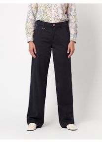 5-Pocket-Hose Toni "Liv Wide", Damen, Gr. 46, N-Gr, schwarz (dunkelblau), Web, Obermaterial: 56% Baumwolle, 42% Modal, 2% Elasthan, unifarben, regular fit lang, Hosen 5-Pocket-Hose, aus Baumwollmix mit Modal, Regular-Fit - auch in Kurzgr&ouml;&szlig;e erh&auml;ltlich