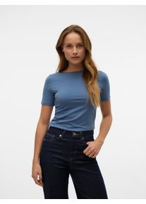 V&eacute;ro Moda Kurzarmshirt VERO MODA "VMPANDA MODAL S/S TOP NOOS", Damen, Gr. L (40), blau (china blau), Jersey, Obermaterial: 48% Baumwolle, 48% Modal, 4% Elasthan, unifarben, slim fit normal, U-Boot-Ausschnitt, Shirts Kurzarmshirt