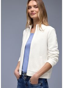 Sweatjacke Street One, Damen, Gr. 44, sanftes wei&szlig;, Sweatware, Obermaterial: 100% Baumwolle, Strukturmuster, unifarben, regular fit normal, ohne Ausschnitt, Rippb&uuml;ndchen, Sweatjacken Sweatjacke, mit Taschen