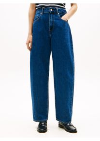 Weite Jeans Tommy Hilfiger, Damen, Gr. 28, L&auml;nge 30, blau (emi), Denim/Jeans, Obermaterial: 100% Baumwolle, unifarben, weit kurz, Jeans Weite Jeans, mit 5-Pocket-Design