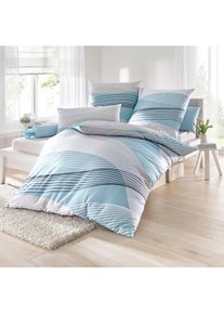Bettw&auml;sche Biberna Gr. 3, gr&uuml;n (mint), B/L: 155cm x 220cm, Seersucker, B/L: 80cm x 80cm, 3 Stk., Seersucker, 100% Baumwolle, Bettw&auml;sche, Bettw&auml;sche