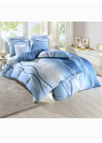 Bettw&auml;sche Bierbaum Gr. 2, blau, B/L: 155cm x 200cm, Feinbiber, B/L: 80cm x 80cm, 1 tlg., Feinbiber, 100% Baumwolle, Bettw&auml;sche, Bettw&auml;sche