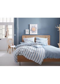 Wendebettw&auml;sche OTTO HOME "Greta", blau (jeansblau), B/L: 135cm x 200cm, 1 Stk., 1 Stk., Biber, B/L: 80cm x 40cm, 2, Biber, Obermaterial: 100% Baumwolle, Bettw&auml;sche, Wendebettw&auml;sche, Bettw&auml;sche mit Streifen in verschiedenen Qualit&auml;ten, ab 135x200 cm