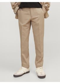 Jack & Jones Anzughose JACK & JONES JUNIOR "JPRSOLAR elastisch, pflegeleicht, komfortabel", Jungen, Gr. 158, N-Gr, beige (pure cashmer), Web, Obermaterial: 78% Polyester, 17% Viskose, 5% Elasthan, unifarben, slim fit kn&ouml;chellang, Hosen Anzughose, unifarben, modisch, slim fit, Web