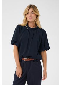 Kurzarmbluse Saint Tropez "AileenSZ Flared Blouse", Damen, Gr. S, schwarz, Web, Obermaterial: 100% Polyester, unifarben, regular fit normal, Rundhals, Blusen Kurzarmbluse, Kunstfaser, Regular fit