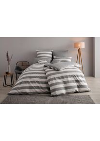 Wendebettw&auml;sche OTTO HOME "Big Stripe", grau (grau, wei&szlig;), B/L: 135cm x 200cm, 1 Stk., 1 Stk., Renforc&eacute; (Bio-Baumwolle), B/L: 80cm x 80cm, 2 Stk., Renforc&eacute; (Bio-Baumwolle), Obermaterial: 100% Baumwolle, Bettw&auml;sche, Wendebettw&auml;sche, 100% GOTS Baumwolle, ab Gr&ouml;&szlig;e 135x200 cm