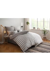 Wendebettw&auml;sche OTTO HOME "Greta", grau, B/L: 135cm x 200cm, 1 Stk., 1 Stk., Renforc&eacute;, B/L: 80cm x 80cm, 2, Renforc&eacute;, Obermaterial: 100% Baumwolle, Bettw&auml;sche, Wendebettw&auml;sche, Bettw&auml;sche mit Streifen in verschiedenen Qualit&auml;ten, ab 135x200 cm