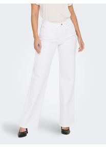 High-waist-Jeans Only "ONLJUICY HW WIDE LEG DNM REA NOOS", Damen, Gr. 27, L&auml;nge 32, wei&szlig;, Denim/Jeans, Obermaterial: 99% Baumwolle, 1% Elasthan, unifarben, regular fit normal, Jeans High-waist-Jeans