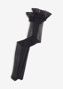 Stay-ups med spets (20 den) - svart - storlek 44/46 (L) - bonprix