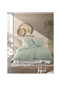 Irisette, Bettw&auml;sche &raquo;Tokio 8607&laquo; 2 Stk. seidiger Glanz, besonders weich und hautschmeichelnd, jade, Mako-Satin, Obermaterial: 100% Baumwolle, B/L: 