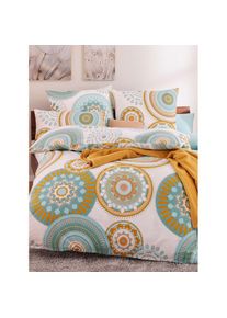 Universal Bettw&auml;sche 2 Stk., ecru-jade-bedruckt, Renforc&eacute;, 100% Baumwolle, B/L: 135 cm x 200 cm, ecru-jade-bedruckt