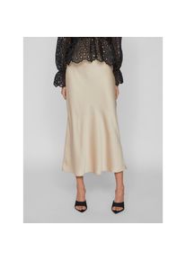 Vila, Damen, &raquo;VIELLETTE HW LONG SKIRT - NOOS&laquo;, Cement, 44, Cement, Langer Satinrock mit hoher Taille von Vila