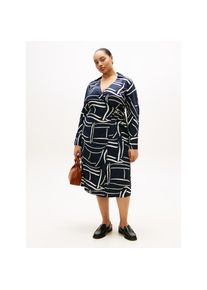 Tommy Hilfiger Curve, Damen, Shirtkleid &raquo;CRV VIS TWILL MIDI SHIRT DRS LS&laquo; in gro&szlig;en Gr&ouml;&szlig;en, Flag Feathers Navy Large, N-Gr, 54 - N-Gr, Flag Feathers 