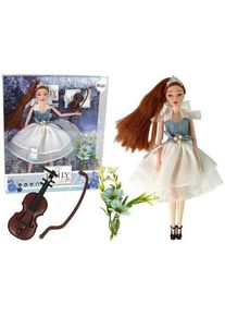 Lean Toys Emily-Puppe mit langen Haaren, Geige, Blumen