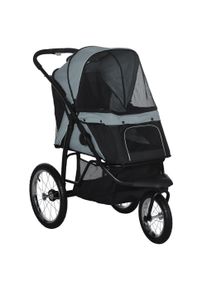 PawHut Pet Stroller Jogger for Medium Small Dogs, Foldable Cat Pram Dog Pushchair with Adjustable Canopy, 3 Big Wheels, Grey | Aosom Ireland