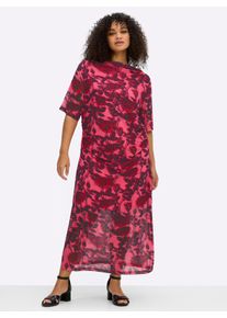 sheego by Joe Browns Damen Maxikleid im Materialmix, mit Rosendruck in rosenquarz-burgund-gemustert ,Gr&ouml;&szlig;e 40, Witt, 96% Polyester, 4% Elasthan