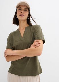 T-shirt con scollo a tunica in puro cotone biologico, Verde, Taglia 54/56 (XL), bonprix