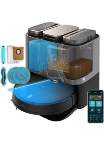 Cecotec Roboterstaubsauger mit Selbstentleerung, Lasertechnologie und rotierenden Wischmops, Staubsauger Roboter, Schwarz