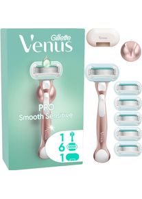 Gillette, Nassrasierer, Venus Pro Smooth Sensitive Systemklingen 6er,Handst&uuml;ck,Duschh&auml;nger,Reiseschutzkappe Rasiers