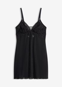 bonprix Femei Neglijeu fără armătură, cu dantelă cu inimioare, negru, 44/46