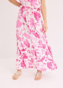 bonprix Femei Fustă maxi din viscoză texturată, alb, 52