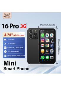 SERVO 16PRO Mini Smartphone 3G 3.75" Full Screen Dual SIM Dual Camera 1GB+16GB WiFi GPS Play Store Android 8.1 Small Smart Phone