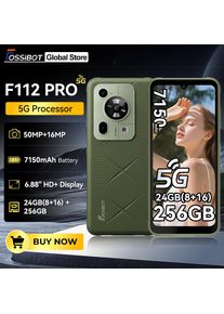 Fossibot [F112 Pro] 5G Android 14 Rugged Smartphone 24GB(8+16) 256GB 6.88" HD+ 7150mAh Mobile Phone 50MP Camera NFC Cellphone