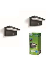 Philips Bustan Applique murale avec d&eacute;tecteur de mouvements, lot de 2, LED, 8721103043719,