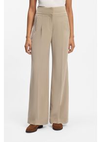 Stoffhose BOSS Orange "Tarima Premium Damenmode", Damen, Gr. 44, N-Gr, beige (rust, copper 222), Web, Obermaterial: 75% Viskose, 25% Polyester, unifarben, lang, Hosen Stoffhose, Straight Leg, mit Gummizug
