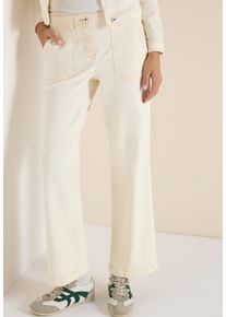 Weite Jeans Cecil "Style NEELE", Damen, Gr. 36, L&auml;nge 28, pearl beige, Denim/Jeans, Obermaterial: 92% Baumwolle, 6% Elastomultiester, 2% Elasthan. Futter: 52% Polyester, 48% Baumwolle, unifarben, normal lang, Jeans Weite Jeans, im 4-Pocket-Form und mit Stretch