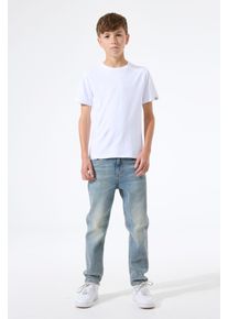 Dad-Jeans Garcia "Dalino", Jungen, Gr. 140, N-Gr, medium used 5728, Denim/Jeans, Obermaterial: 99% Baumwolle, 1% Elasthan, lang, Jeans Dad-Jeans, for Boys, mit Destroyed Effekten