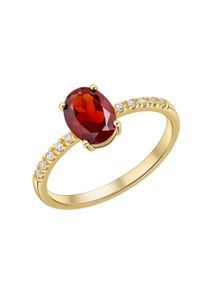 Fingerring Firetti "Schmuck Geschenk Gold 333 Damenring Ring ovale Form" Gr. 60, gelbgoldfarben, rot, kristallwei&szlig;, Fingerringe, Damen, 60, Gelbgold 333, 2mm, Fingerring, mit Granat, Zirkonia (synth.)