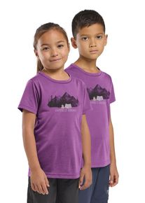 T-Shirt Jack Wolfskin "HIKING GRAPHIC T KIDS", Jungen, Gr. 140, lila (print, freesia), Obermaterial: 100% POLYESTER, Shirts T-Shirt