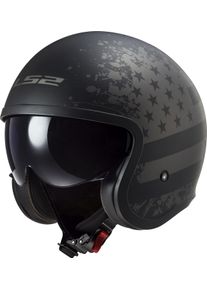 LS2 OF599 Spitfire II Flag, open face helmet , color: Matt Black/Dark Grey , size: M