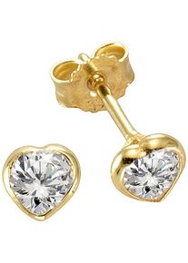 Paar Ohrstecker Firetti "Schmuck Geschenk Gold 333 Ohrschmuck Ohrringe Herz", gold (gelbgoldfarben, kristallwei&szlig;, kristallwei&szlig;), Ohrringe, Damen, 5mm, Gelbgold 333, Paar Ohrstecker, mit Zirkonia (synth.)