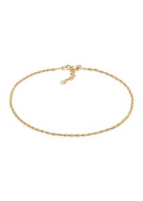 Fu&szlig;kette Elli "Fu&szlig;schmuck Kordelkette Gedreht Basic Zeitlos 925 Silber" Gr. 25, gold, Fu&szlig;ketten, Damen, 25, Silber 925 (Sterlingsilber), Fu&szlig;kette