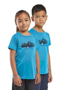 T-Shirt Jack Wolfskin "HIKING GRAPHIC T KIDS", Jungen, Gr. 140, blau (print, empireblau), Obermaterial: 100% POLYESTER, Shirts T-Shirt