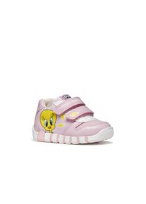 Klettschuh Geox "B IUPIDOO GIRL", M&auml;dchen, Gr. 22, antibakteriell, rosa, Lederimitat, Textil, Schuhe Klettschuh, Halbschuh, Sneaker mit Tweety Motiv, Gr&ouml;&szlig;enschablone zum Download