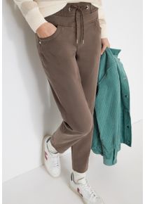 Stoffhose Cecil "Style Tracey", Damen, Gr. XS (36), L&auml;nge 28, coffee taupe, Web, Obermaterial: 56% Lyocell, 41% Baumwolle, 3% Elasthan. Futter: 100% Baumwolle, unifarben, normal lang, Hosen Stoffhose, mit elastischem Bund und Kordelzug