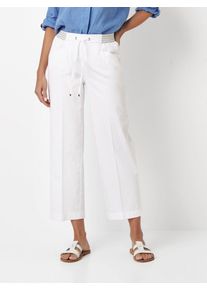 7/8-Hose Toni "Sue Wide 7/8", Damen, Gr. 42, N-Gr, wei&szlig;, Web, Obermaterial: 87% Baumwolle, 10% Polyamid, 3% Elasthan, kn&ouml;chelfrei, Hosen 7/8-Hose, aus sommerlich leichtem Baumwollmix, mit Dehnbund