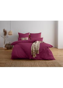 Bettw&auml;sche OTTO HOME "Luisa", lila (beere), B/L: 155cm x 220cm, 1 Stk., 1 Stk., Perkal, B/L: 80cm x 80cm, 2 Stk., Perkal, Obermaterial: 100% Baumwolle, Bettw&auml;sche, Bettw&auml;sche, 100% Baumwolle, ab Gr. 135x200, auch in PREMIUM Qualit&auml;ten erh&auml;ltlich