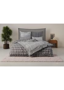 Wendebettw&auml;sche Bruno Banani "Tova", grau, B/L: 155cm x 220cm, 1 Stk., 1 Stk., Renforc&eacute;, B/L: 80cm x 80cm, 2 Stk., Renforc&eacute;, Obermaterial: 100% Baumwolle, Bettw&auml;sche, Wendebettw&auml;sche, in Gr. 135x200 oder 155x220 cm, 100% Baumwolle, Karo-Design