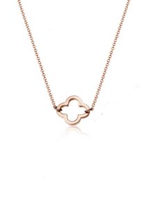 Kette mit Anh&auml;nger Elli "Halskette Kleeblatt Gl&uuml;cksbringer Filigran Trend 925 Sterling Silber" Gr. 40, rosa (rosegold), Halsketten, Damen, 40, ohne Stein, Silber 925 (Sterlingsilber), Kette mit Anh&auml;nger