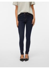 V&eacute;ro Moda Skinny-fit-Jeans VERO MODA "VMFLASH MR SKINNY JEANS LI3190 NOOS", Damen, Gr. L (40), L&auml;nge 34, blau (dunkelblau denim detail:rinse), Denim/Jeans, Obermaterial: 91% Baumwolle, 7% Elastomultiester, 2% Elasthan, unifarben, skinny fit lang, Jeans Skinny-fit-Jeans, Baumwollmischung, skinny fit