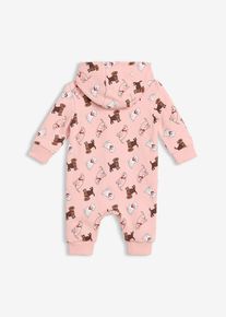 Sweatshirtjumpsuit med huva i ekologisk bomull - rosa - storlek 68/74 - bonprix