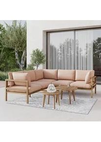 Loungegarnitur Livia Rosa Outdoorstoff/Holz