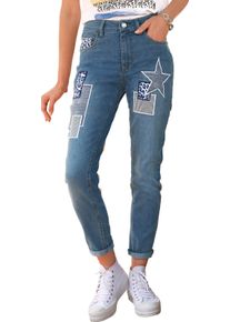 Dames Jeans met bedrukte patches blue-bleached Maat 52